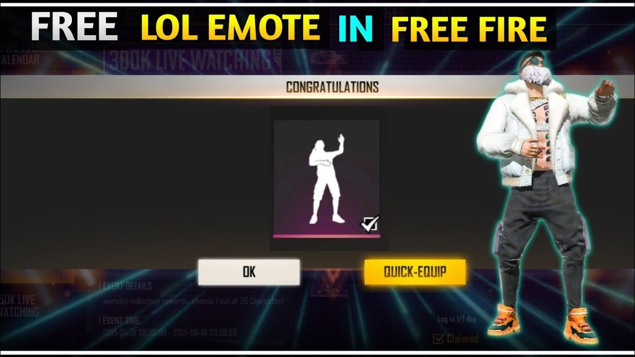 lol emote in free fire